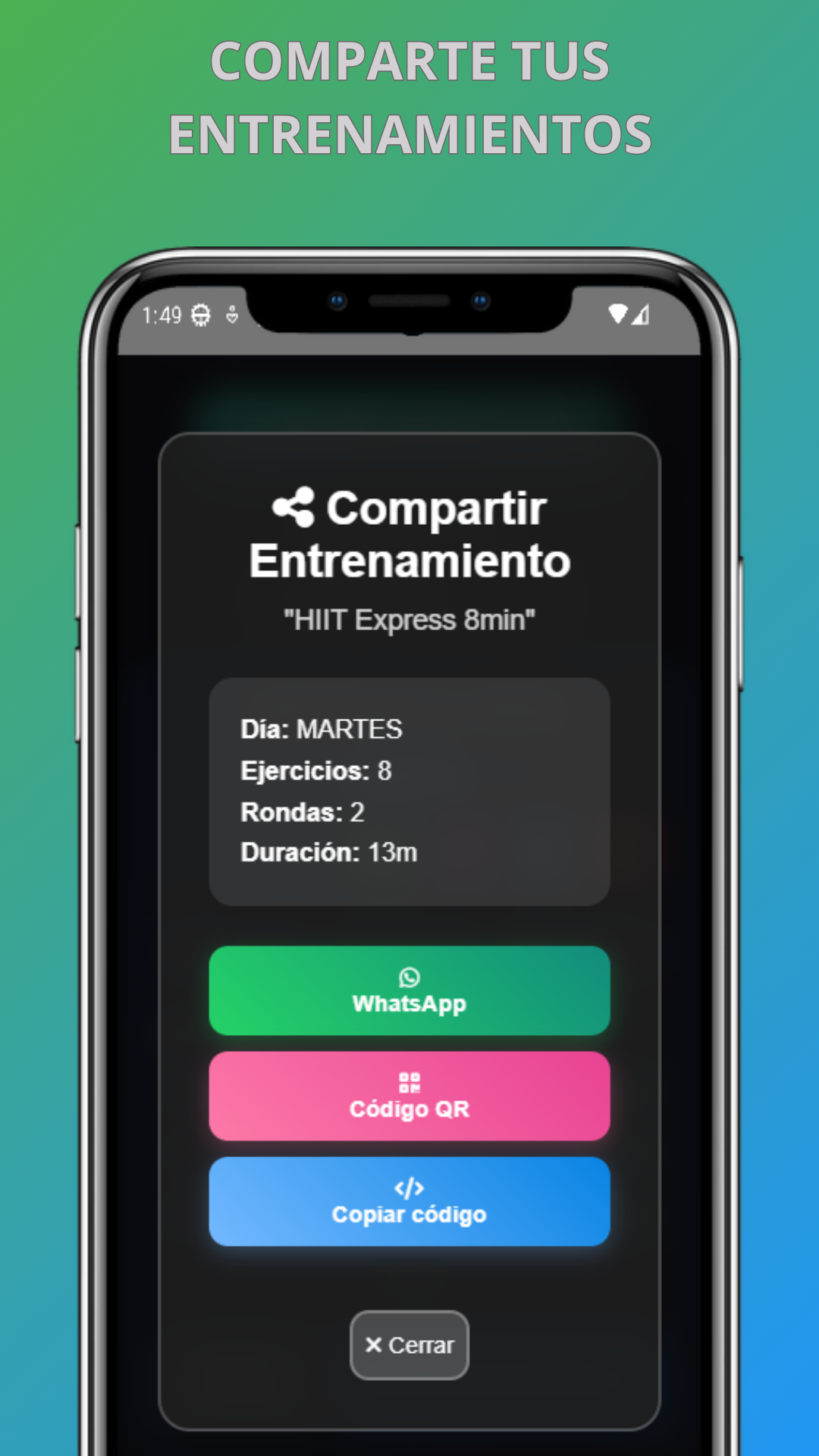 Comparte entrenamientos por WhatsApp